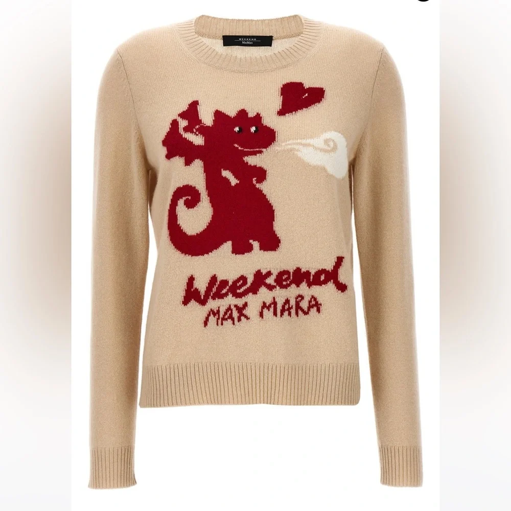 SOLD OUT! NWT WEEKEND MAX MARA ‘ADELCHI’EAR OF DRAGON CASHMERE CREW-NECK SWEATER - Picture 6 of 10